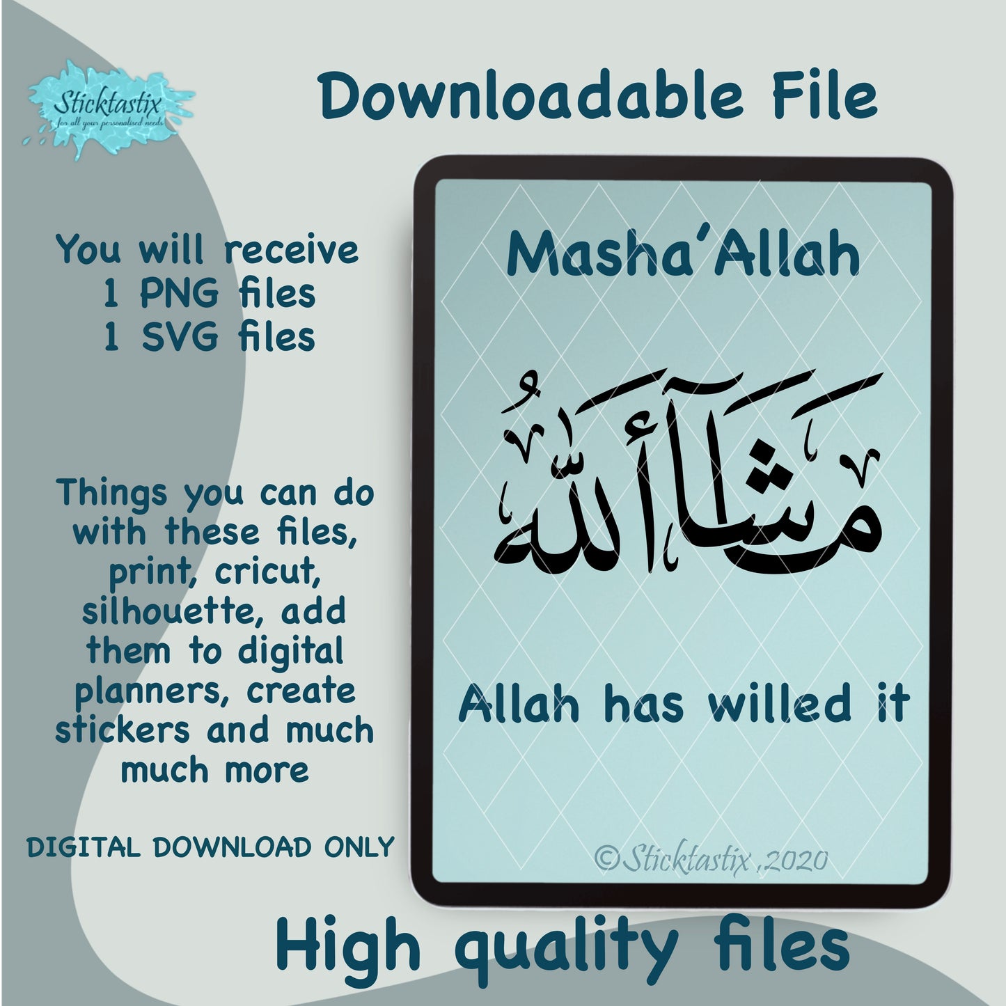 Masha’Allah Allah has willed it Arabic calligraphy, digital download file