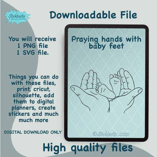 Praying dua hands with baby feet, praying for a baby, Digital Download files